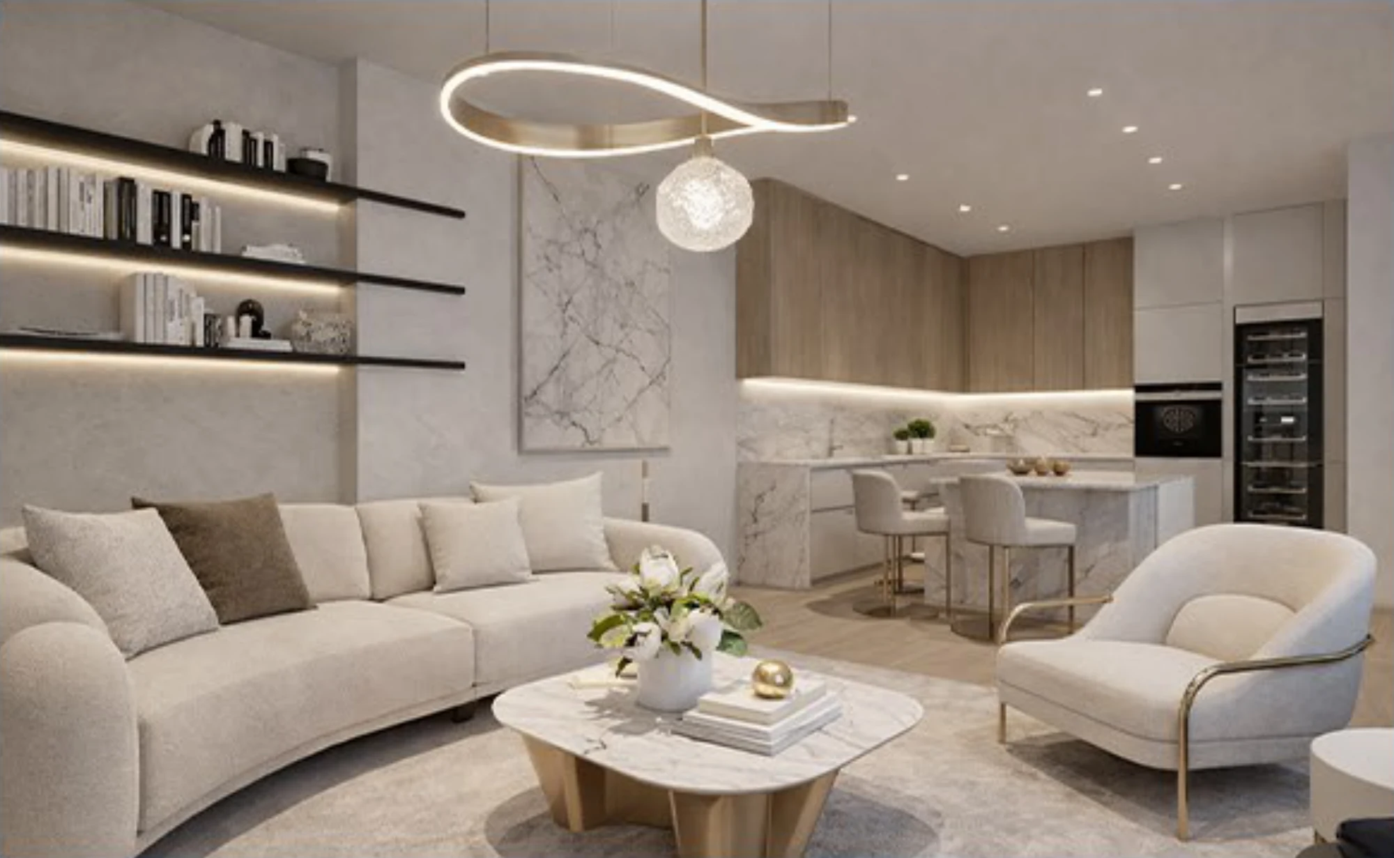 Interno, rendering di progetto