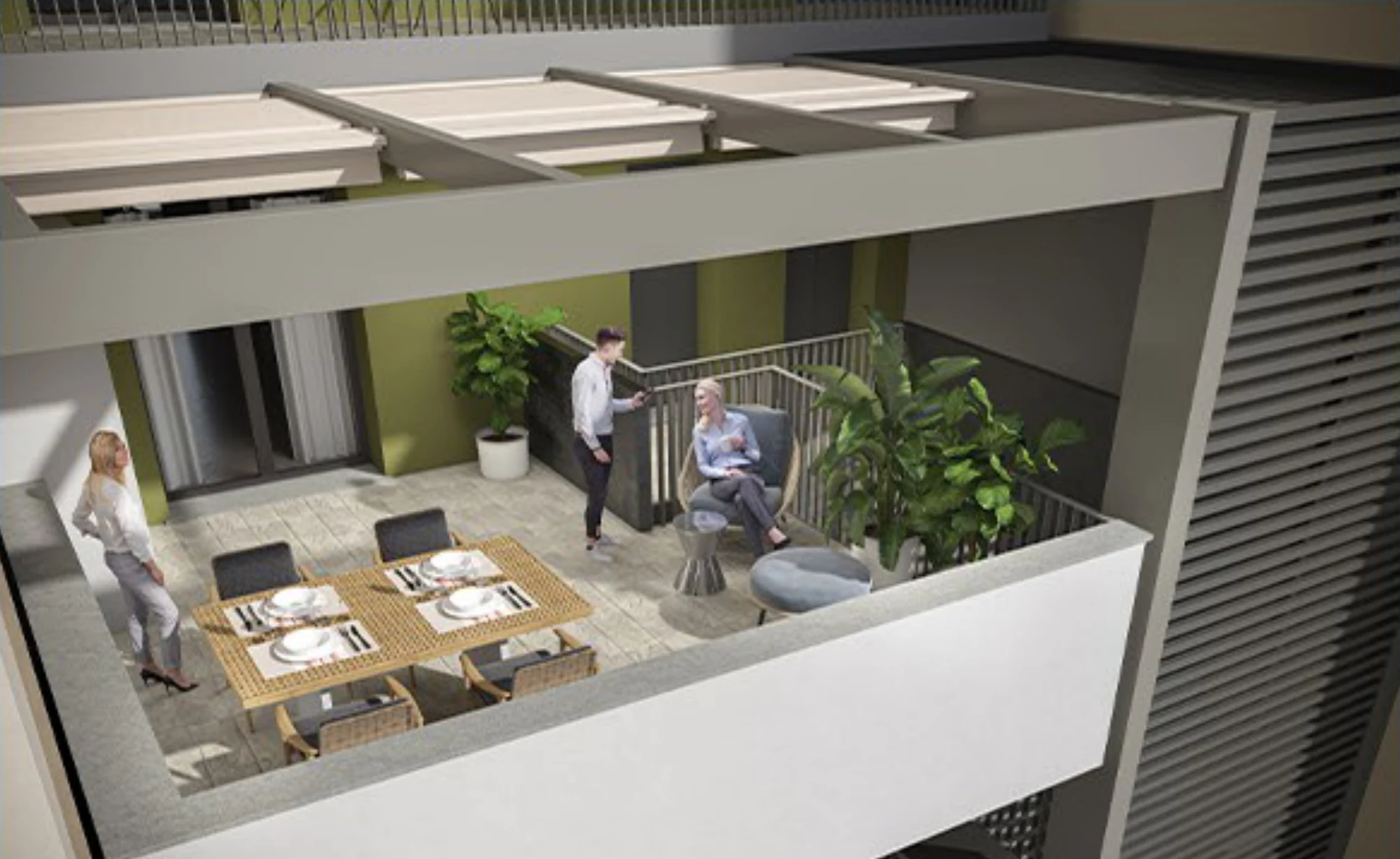 Interno, rendering di progetto