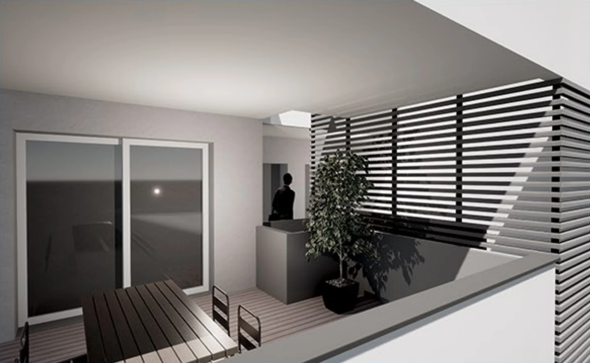Interno, rendering di progetto