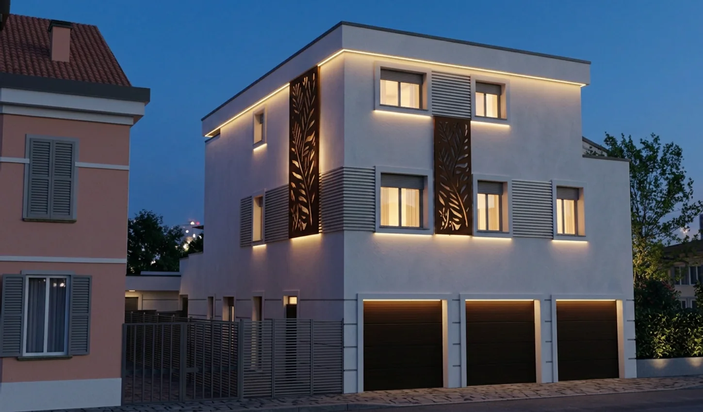 Rendering notturno di Loreto Living in via Scaroni a Pesaro